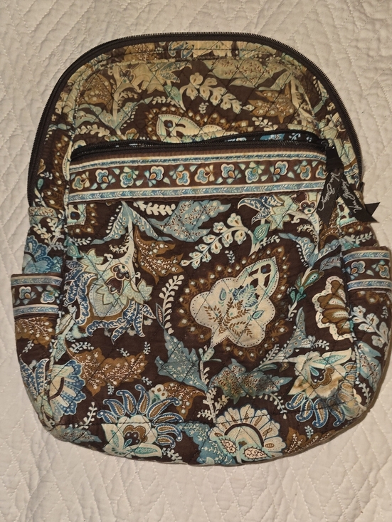 Vera Bradley Handbags - Vera Bradley Quilted Paisley Backpack in Brown, Blue & Cream
